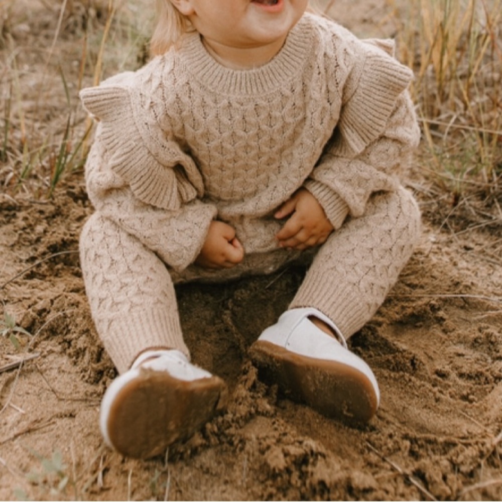 Rylee + Cru Baby Girls Putty La Reina Knit Sweater and Gabel Pants Set